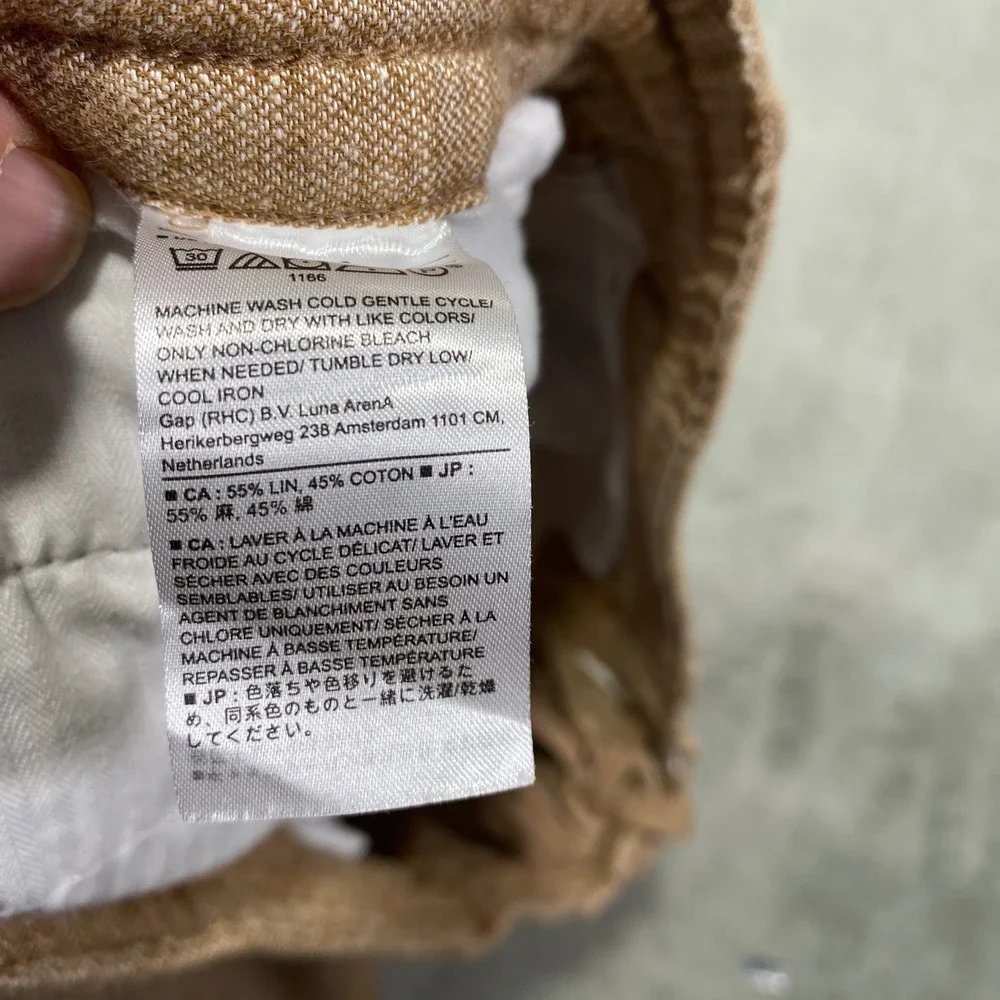 Banana Republic Pants Mens 34 Mason Athletic Tapered Linen Blend Drawstring Tan